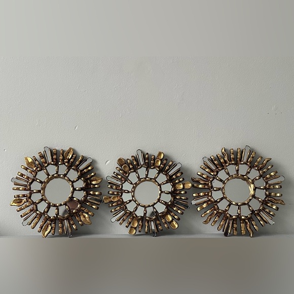 Peruvian Artisan Gold Sunburst Wall Mirrors 10 inches - Picture 2 of 3